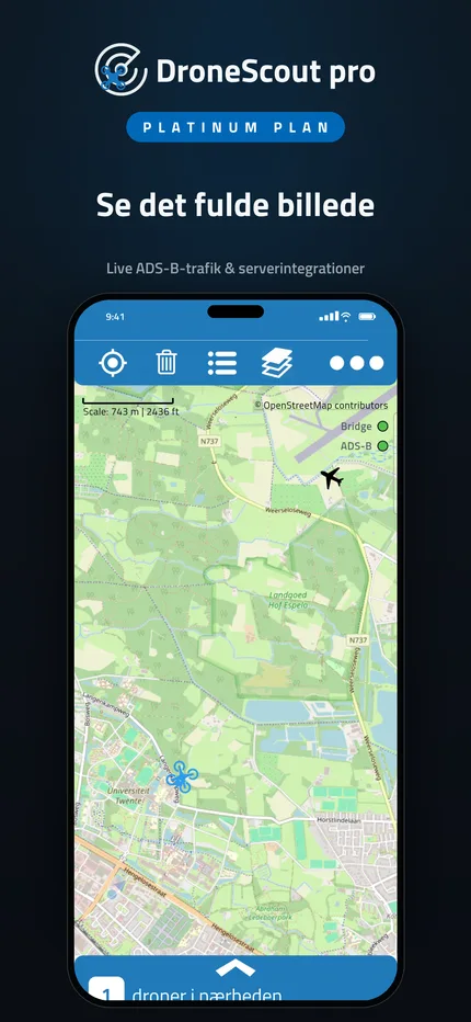 Bemandede fly via ADS-B og serverintegrationer