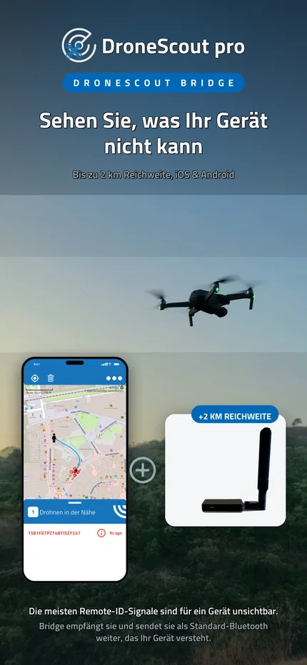 DroneScout Bridge erweitert die Remote-ID-Reichweite auf etwa 2 km