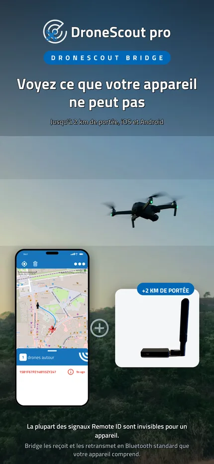 DroneScout Bridge étend la portée de détection Remote ID jusqu'à environ 2 km