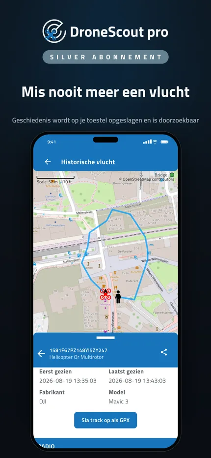 Vluchtgeschiedenis van eerdere dronedetecties